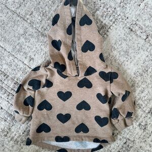 Kids Heart-Print Hoodie Sweatshirt - brown/Black
